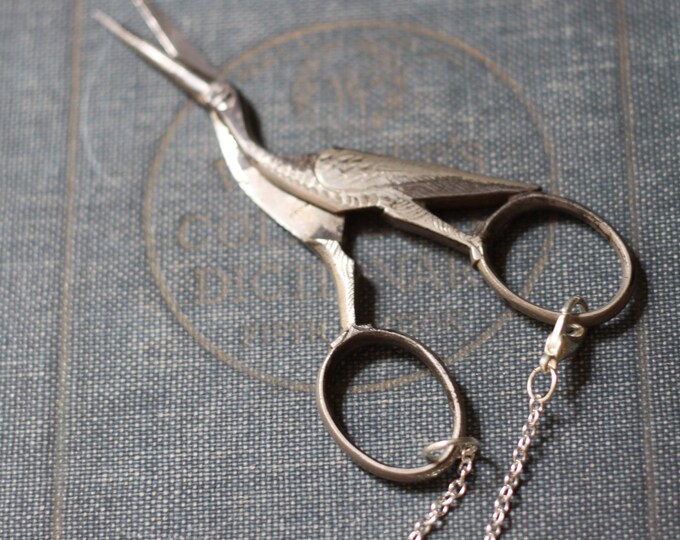 Antique German Sewing Bird Stork Scissors Necklace Etsy