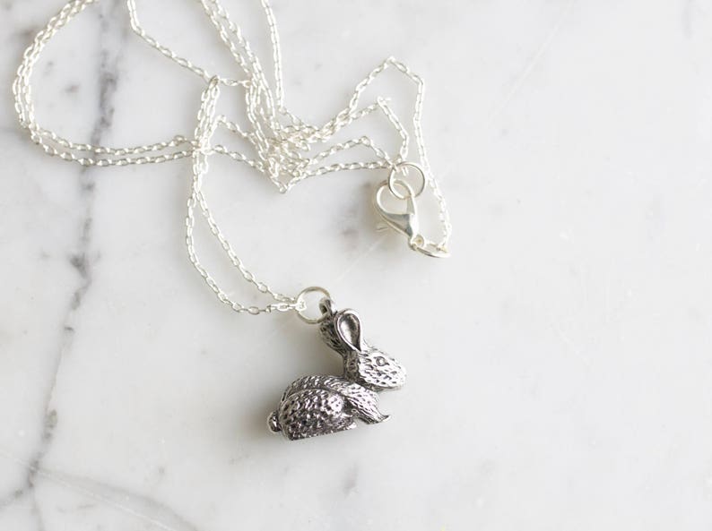 Silver Bunny Rabbit Easter Charm Necklace image 5