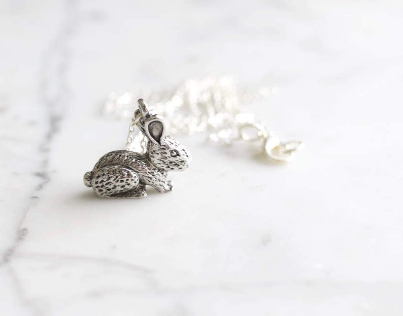 Silver Bunny Rabbit Easter Charm Necklace image 1