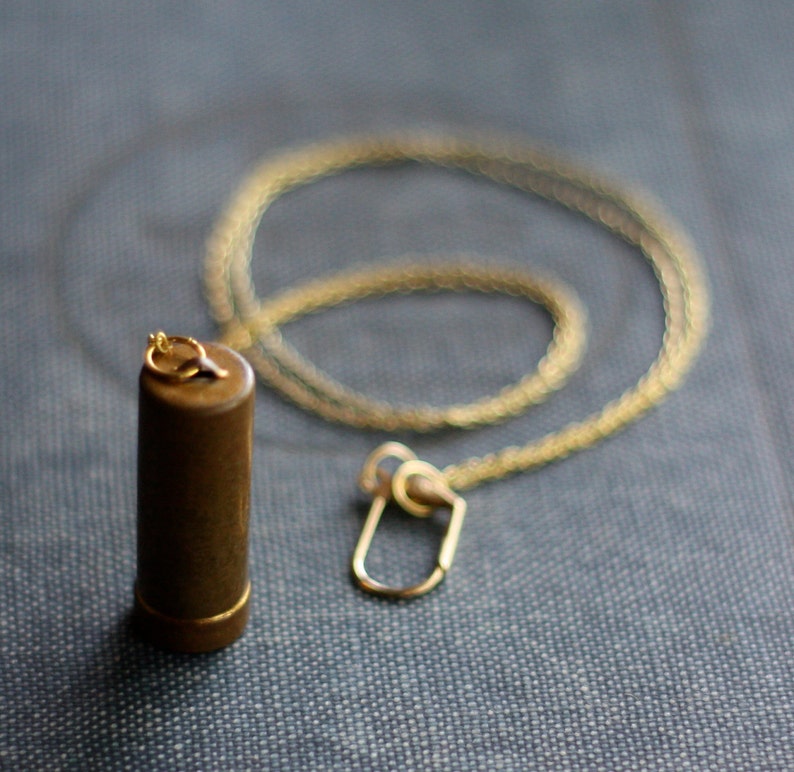 Vintage 40's 50's Brass Scope Telescoping Cigarette Holder Canister Vial Necklace image 2