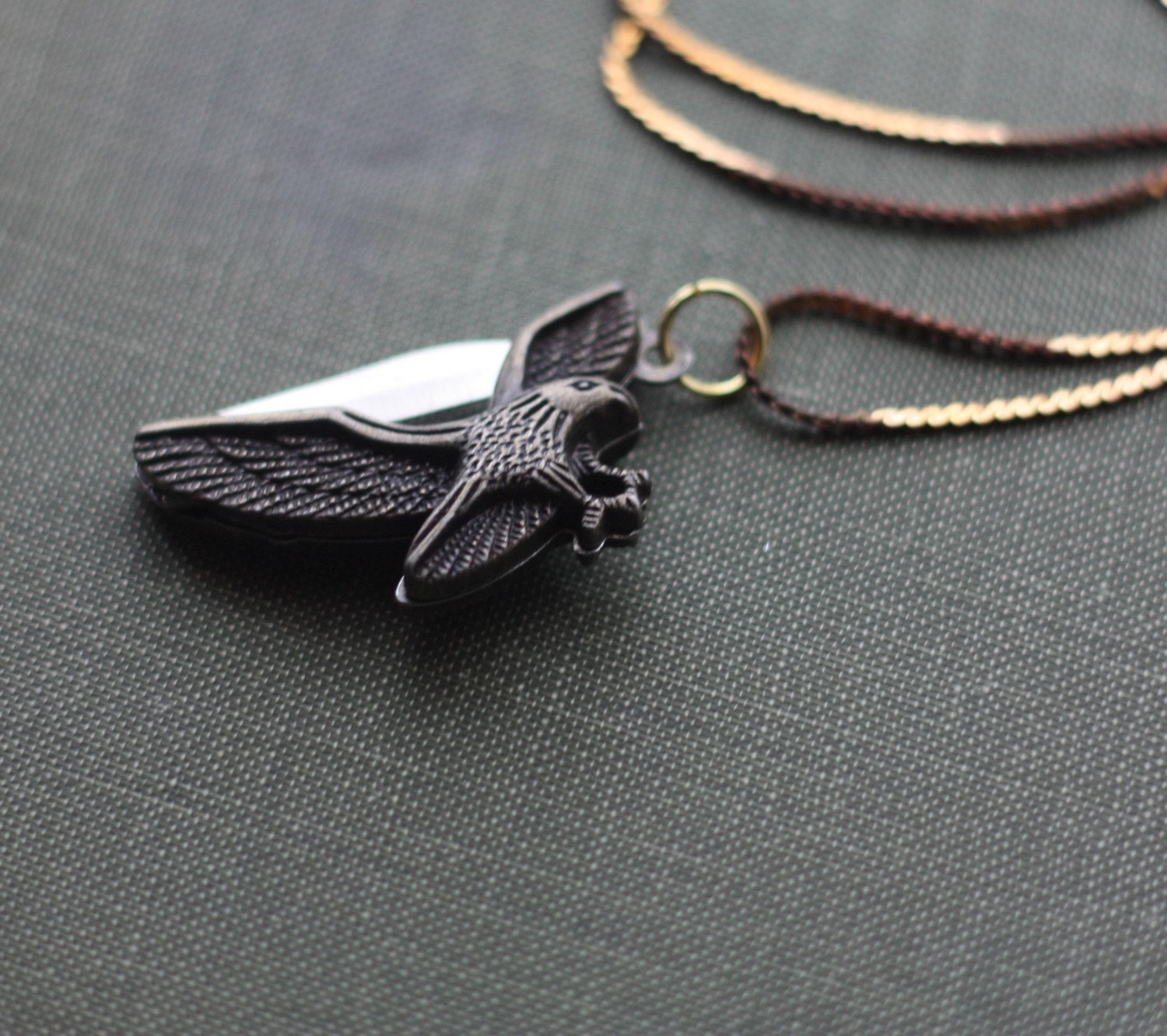 Pocket Knife Necklace Eagle Flying Patriotic Bird Etsy