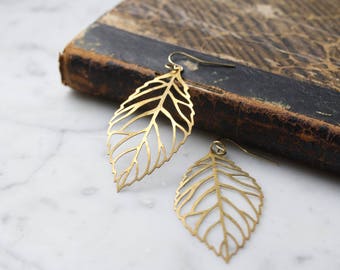 Pendientes de hoja de latón vintage ? Pequeño
