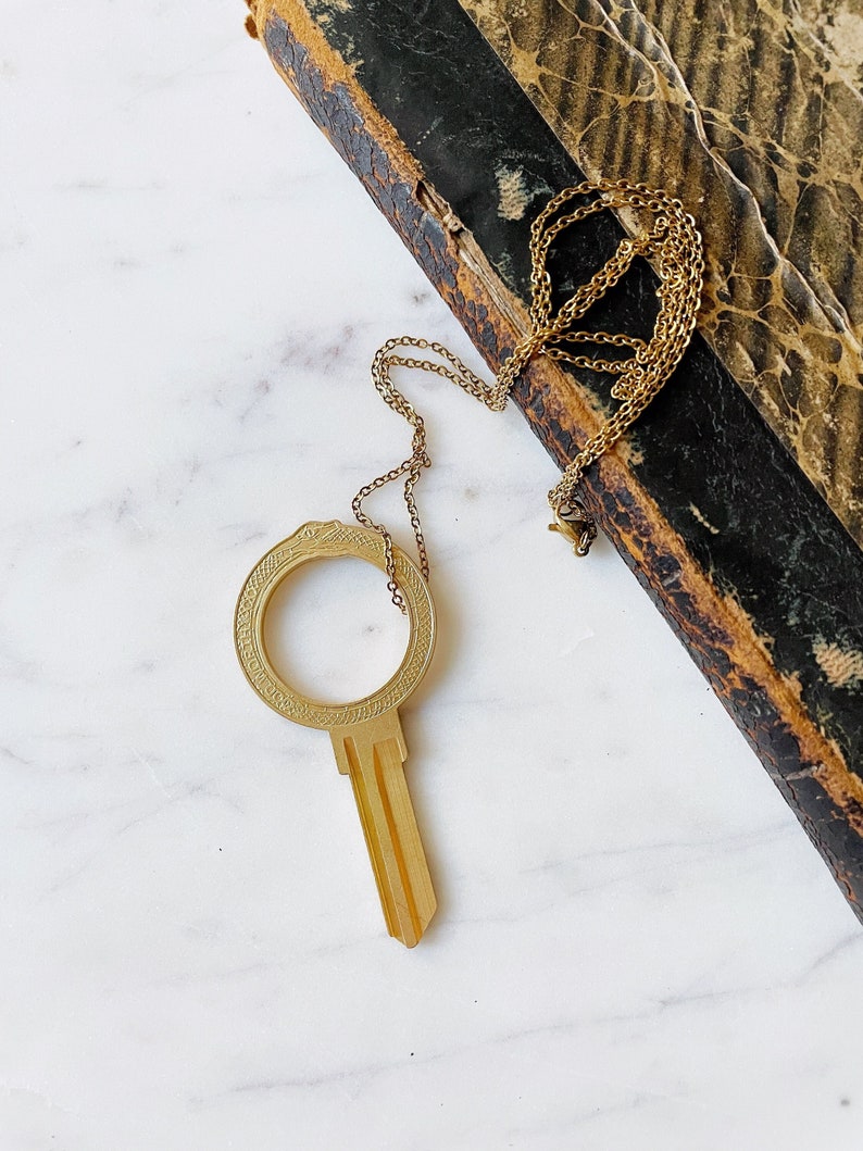 Ouroboros Snake Key Blank Necklace Custom Personalized Key Housewarming Gift image 1