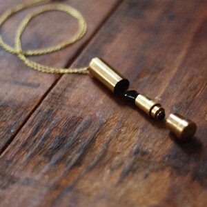 Vintage 40's 50's Brass Folda Telescoping Cigarette Holder Canister Vial Necklace image 3