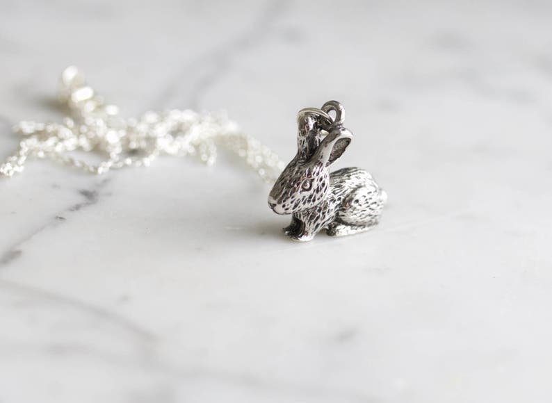 Silver Bunny Rabbit Easter Charm Necklace image 2