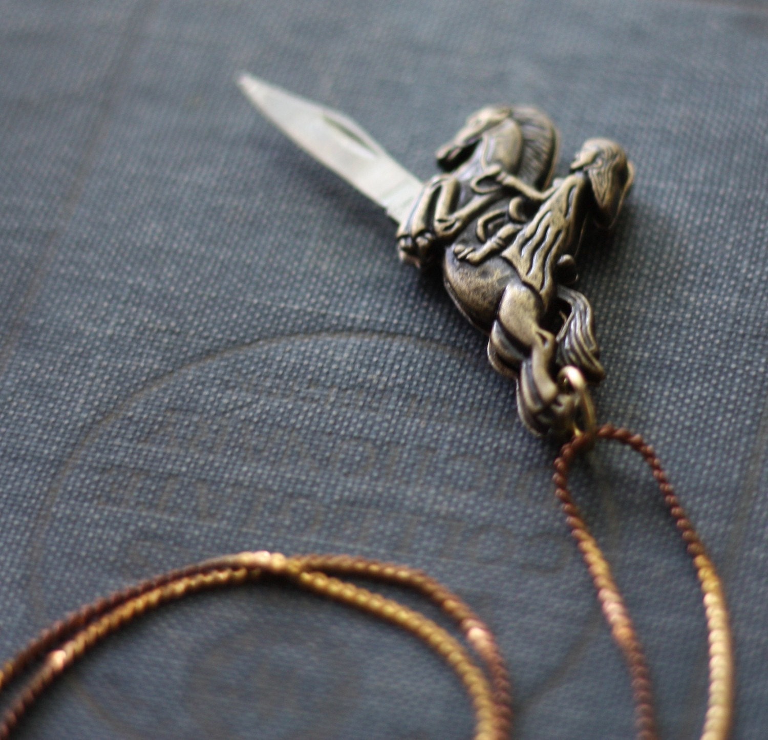 Pocket Knife Necklace Caped Lady Riding Hood Horse | Etsy