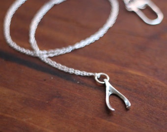 Silver Wishbone Charm Necklace