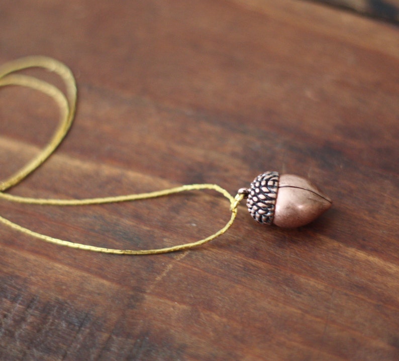 Vintage Copper Acorn Charm Necklace image 4