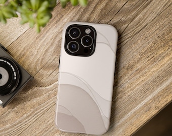 Funda para teléfono Taupe Flow: Diseño abstracto minimalista, mate o brillante