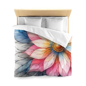 Radiant Watercolor Flower Burst Microfiber Duvet Cover | Super Soft and Durable