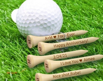 Bambus Golf Tees mit Gravur und Wunschtext für das Golftraining