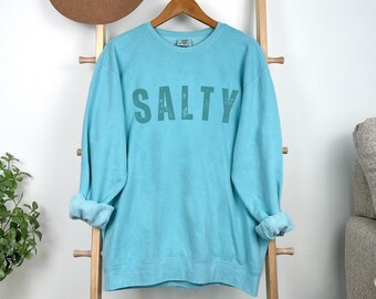 Słona plaża Letnia Komfortowa Kolorystyka® Bluza Zniszczona Teal Blue Typ Prezent Sweter Plażowy Okrycie Top Modny Minimalistyczny Uroczy Prezent Plażowy