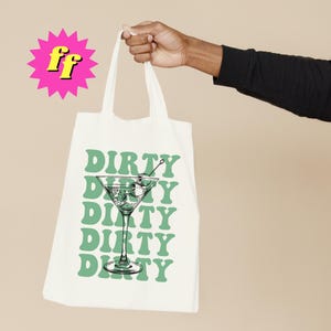 Dirty Martini Funny Tote Bag Bar Humor Vintage Retro Alcohol Cocktail Lover Bartender Gift Extra Olives Tote Signature Drink Bartending Bag