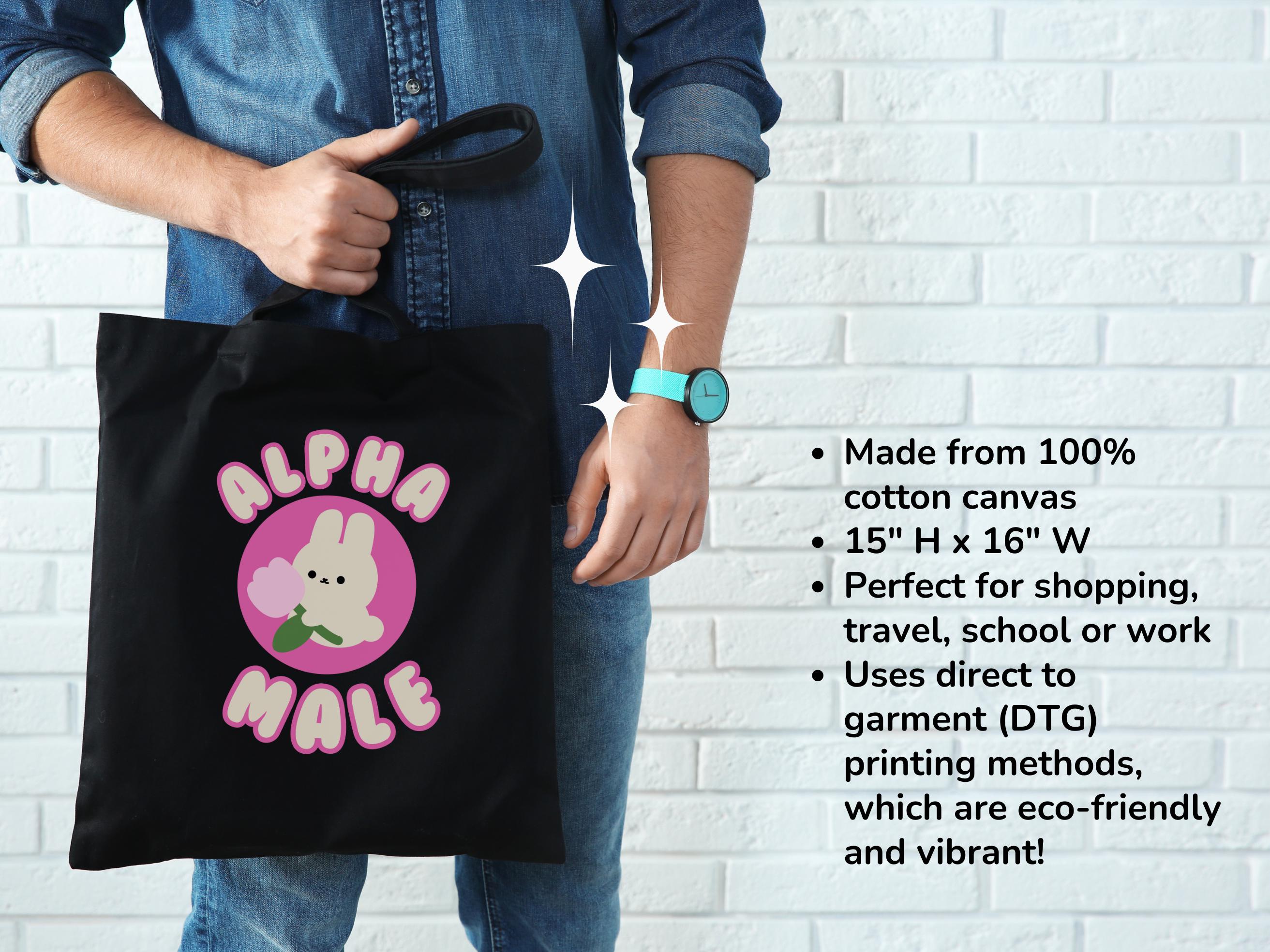 Alpha Male Tote Funny Meme Gift Gen Z Humor LGBTQ Canvas Grocery