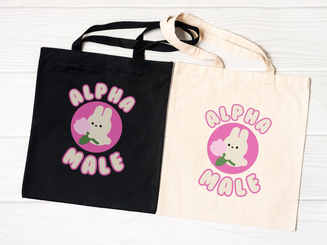 Alpha Male Tote Funny Meme Gift Gen Z Humor LGBTQ Canvas Grocery