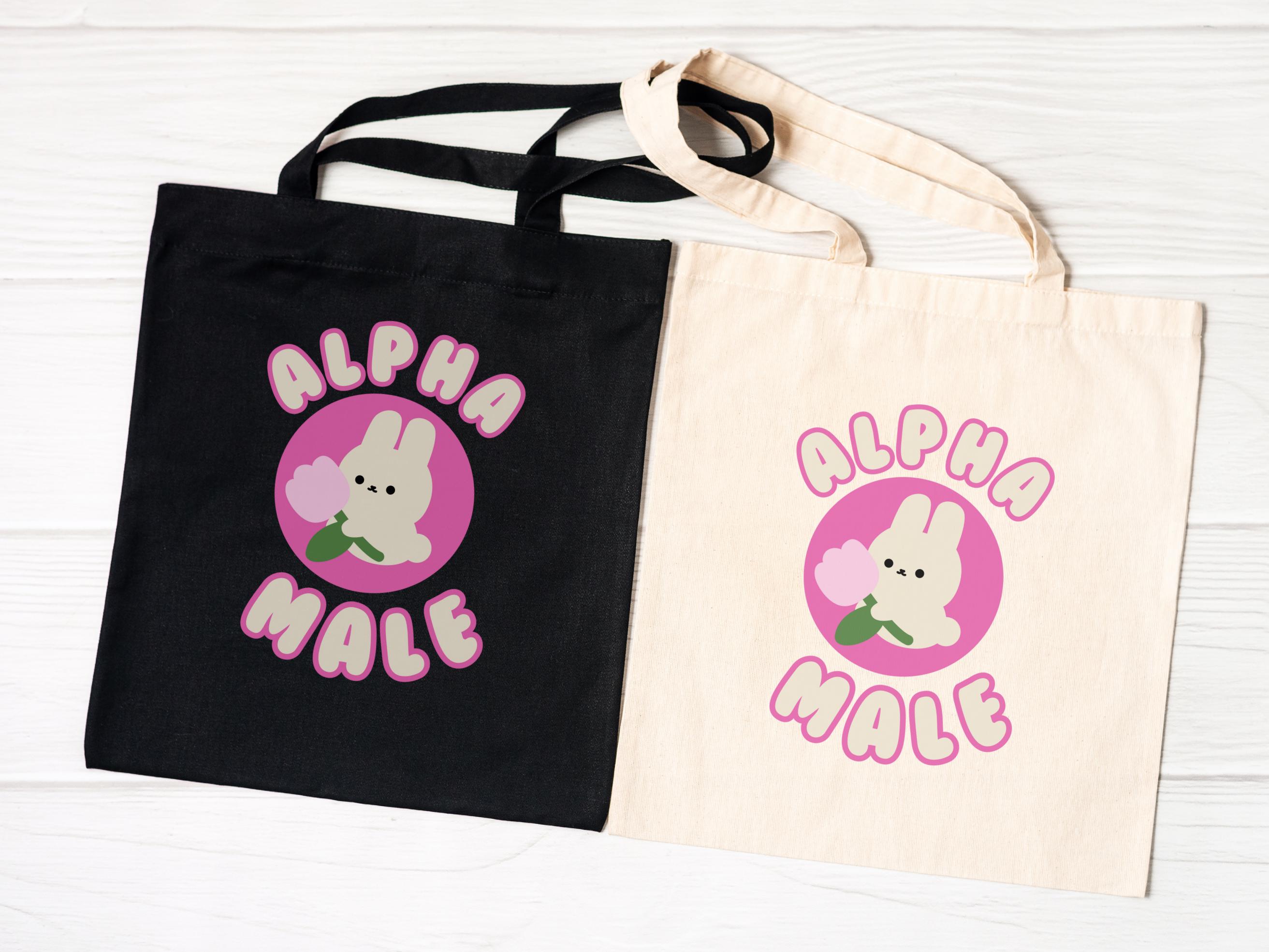 Alpha Male Tote Funny Meme Gift Gen Z Humor LGBTQ Canvas Grocery
