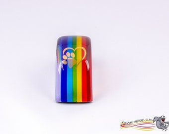 Rainbow Bridge - Brighter Colors! Handmade Fused Glass Pet Memorial (small)