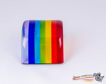 Rainbow Bridge - Brighter Colors! Handmade Fused Glass (medium plain)