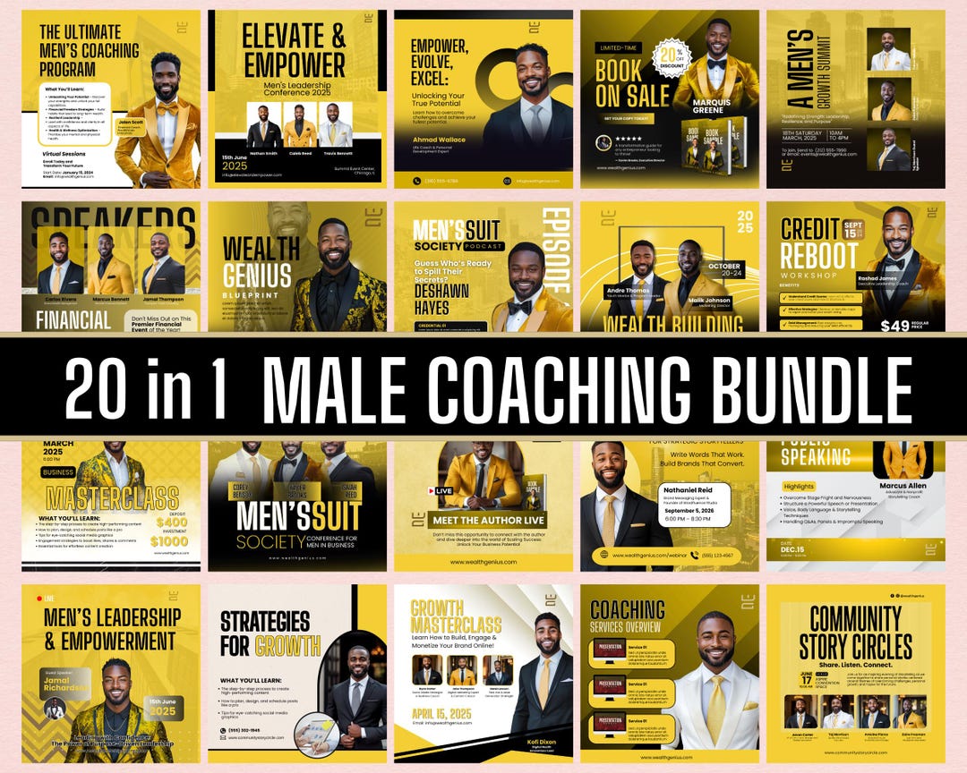 Yellow and Black 20-in-1 Male Coaching Bundle | Workshop and Event ...