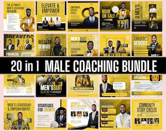 Male Coaching Bundle: Workshop & Event Flyer Templates (Canva)