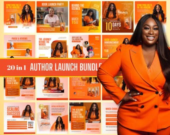 20-in-1 Editable Author Launch Bundle | Customizable Canva Templates | Book Launch Promo Graphics