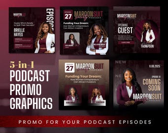 5-in-1 Editable Podcast Promo Flyer | Customizable Canva Templates | Social Media Podcast Promotion