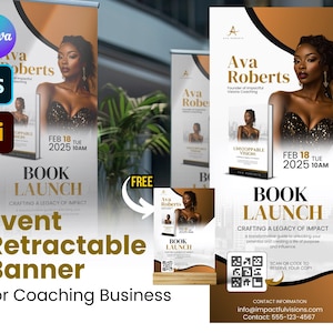 Business Coaching Retractable Banner Template: Canva & PSD Editable
