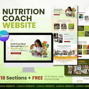 Website Design for Health Coaches | Editable Canva Template | Wellness Brand Guide Included