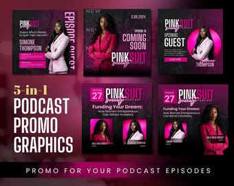 5-in-1 Editable Podcast Promo Flyer | Customizable Canva Templates | Social Media Podcast Promotion