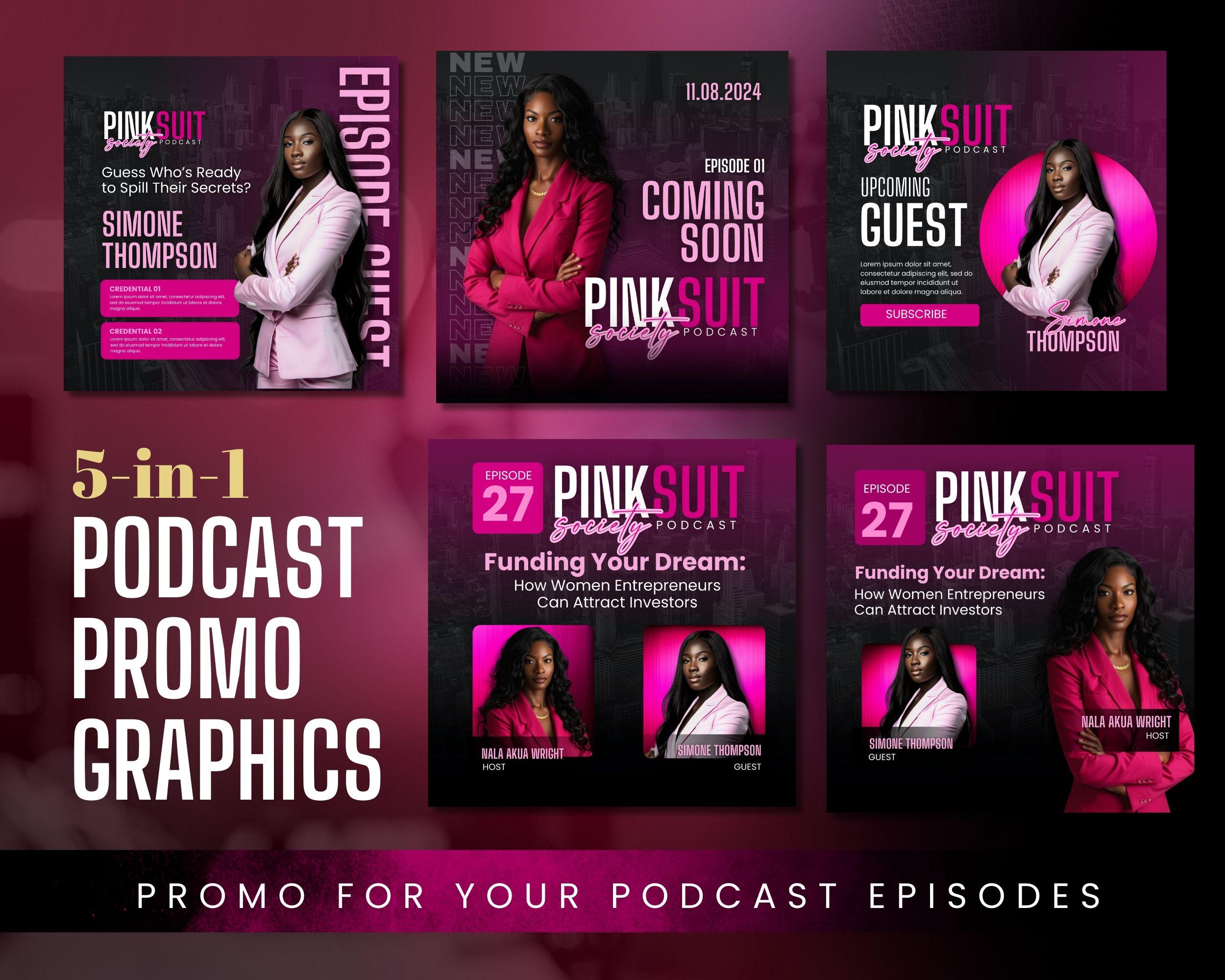 5-in-1 Editable Podcast Promo Flyer | Customizable Canva Templates | Social Media Podcast Promotion