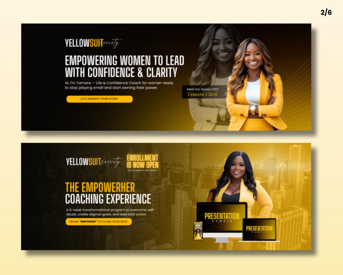 Editable Facebook Banner Templates 6in1 Canva Pack for Coaching