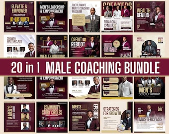 Male Coaching Bundle: Workshop & Event Flyer Templates (Canva)