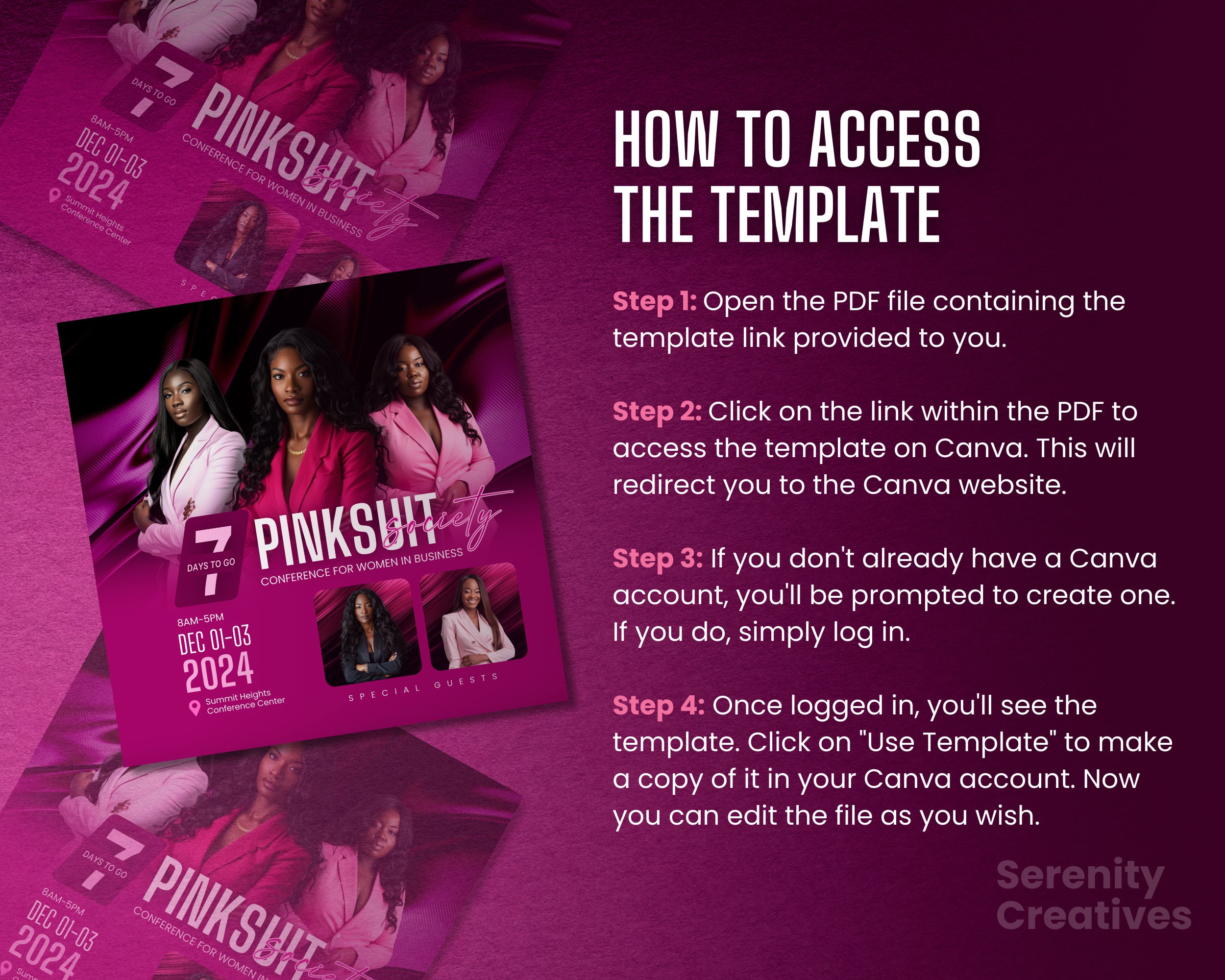 Pink Conference Flyer: Boss CEO Event, Canva Template - Etsy