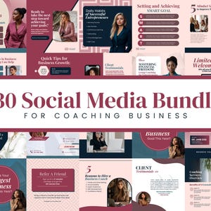 Social media-bundel coaching voor bedrijven: 30 canva-sjablonen (digitale download)