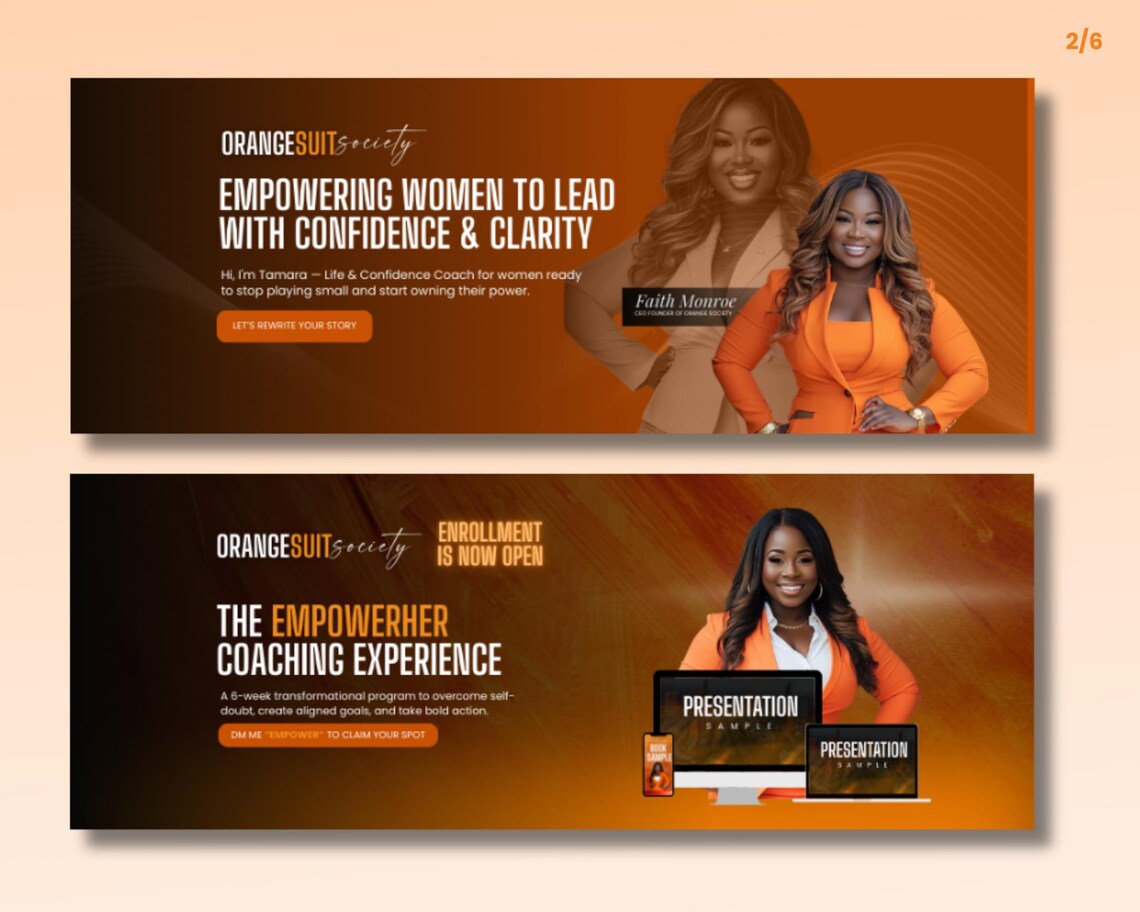 Editable Facebook Banner Templates 6in1 Canva Pack for Coaching