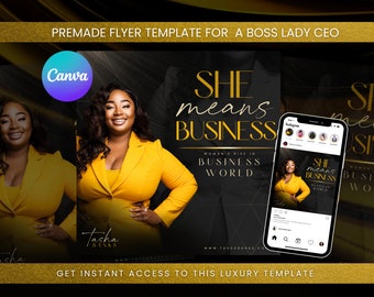 Yellow & Black Women's Leadership Flyer Template (Digital Download)