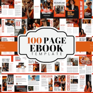 May include: A 100-page ebook template with a bold and brilliant theme. The template features a variety of layouts and designs, including a table of contents, introduction, service highlight, conclusion, and gallery page. The template is perfect for creating a professional and engaging ebook.