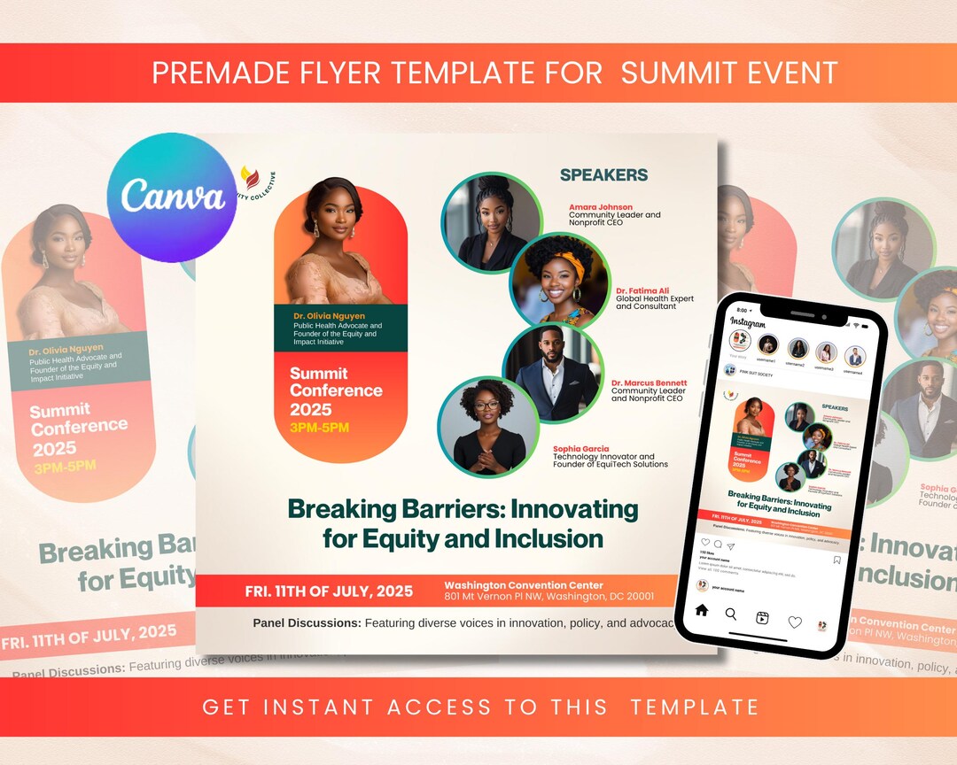 DIY Summit Flyer Canva Template Event Promotion Customized Conference ...