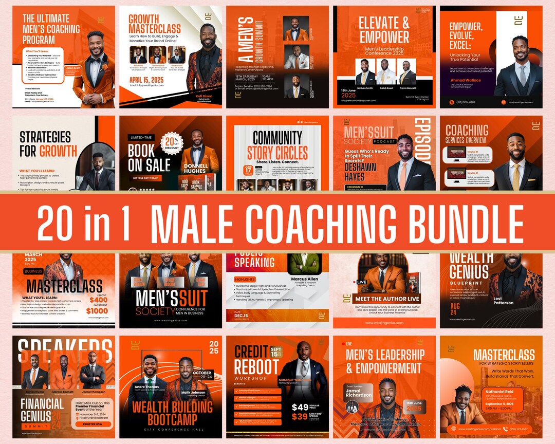 Coach & Leadership Event Flyer Templates – 20 Canva Editable Promo ...