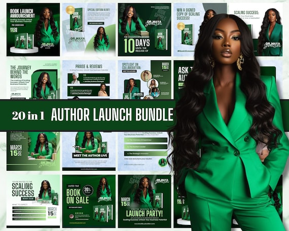 Book Launch Marketing Templates – 20-in-1 Canva Promo Graphics for Authors
