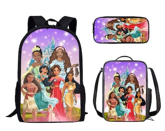 Mochila Princesa, Mochila Sirenita Negra, Princesa Negra, Ariel, Tiana, Moana, Elena, Regalo de Cumpleaños Personalizado, Bolsa de Libros Escolares, Bolsa de Gimnasio