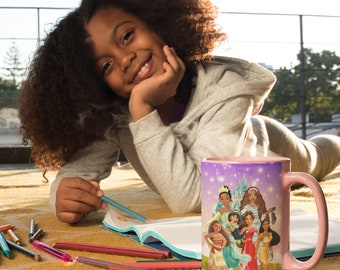 Princess Mug, Magical Ceramic Mug, Princess Ariel, Tiana, Moana Coffee Mug, Unique Gift For Daughter, Birthday Gift