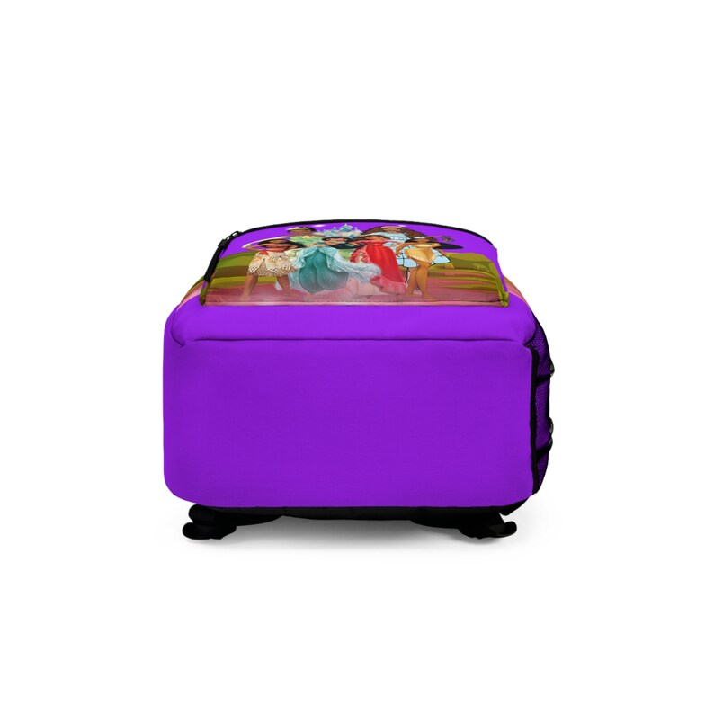 Prinses rugzak, zwarte kleine zeemeermin rugzak, zwarte prinses, Ariël, Tiana, Moana, Elena, aangepaste verjaardagscadeau, schoolboekentas, sporttas afbeelding 5