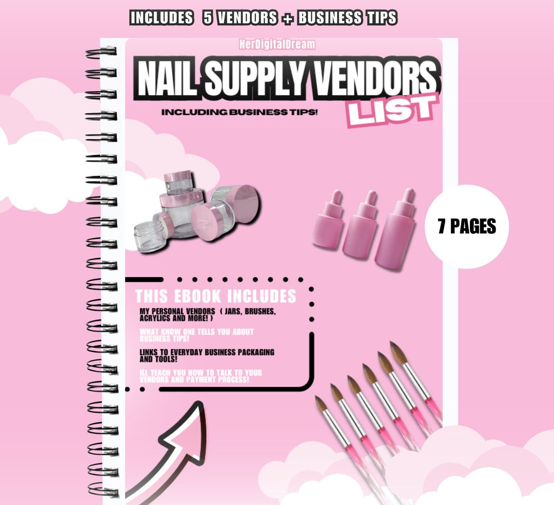 Nail Supply Book, Vendors List, 7 Pages, Business Tips, Nail Tech