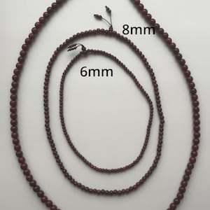 Collar Jap Mala original de Mysore de Chandan / Sándalo ROJO de 6 mm, 8 mm y 12 mm - 108 cuentas. Reduce los efectos maléficos de Rahu en la carta natal.