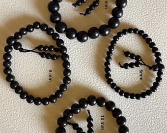 Ebony Wood Bead Bracelet, Karungali Kattai, Unisex Style