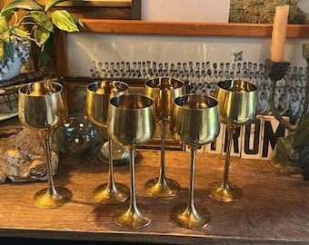 Juego de 6 copas de latón antiguo