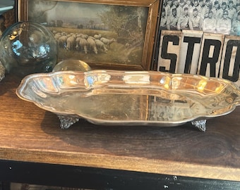 Bandeja de servir chapada en plata antigua