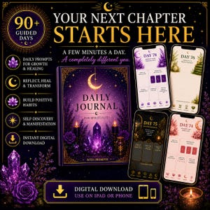 Begeleid spiritueel dagboek | Digitale planner van 90 pagina's voor schaduwwerk en persoonlijke groei