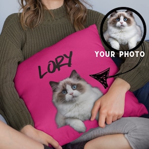 Personalized Pet Pillow | Custom Cat/Dog Photo | Custom Name | Photo Pillow for Pet Lovers Pillows Cases Cat Picture Pillow Pet
